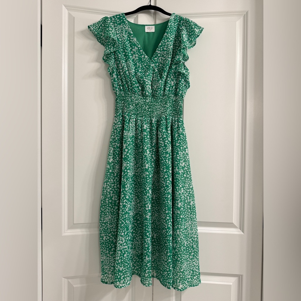 Sienna Sky Green and White Midi Dress